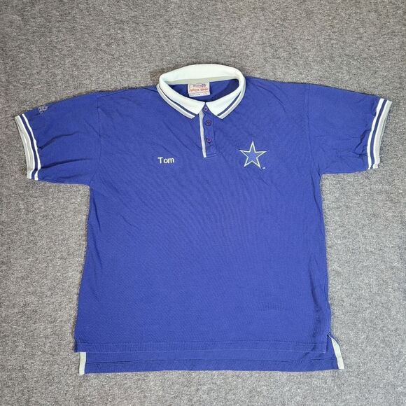 Vtg 90s Apex One Dallas Cowboys "Tom" Mens Size L NFL Polo Shirt Rare - Picture 1 of 12